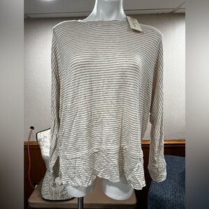 NWT ELAN boat neck striped dolman top